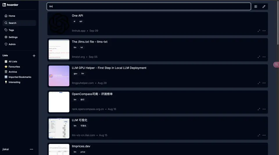 hoarder查找功能还算ok