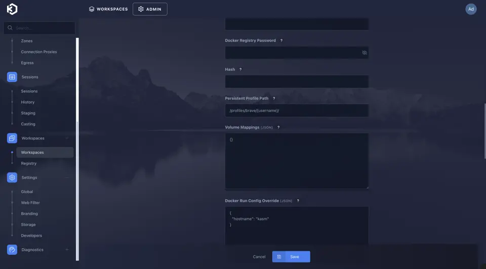 在Persistent Profile Path处填入/profiles/brave/{username}/，并保存