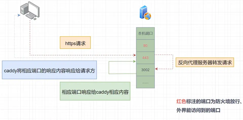 Caddy reverse proxy flow