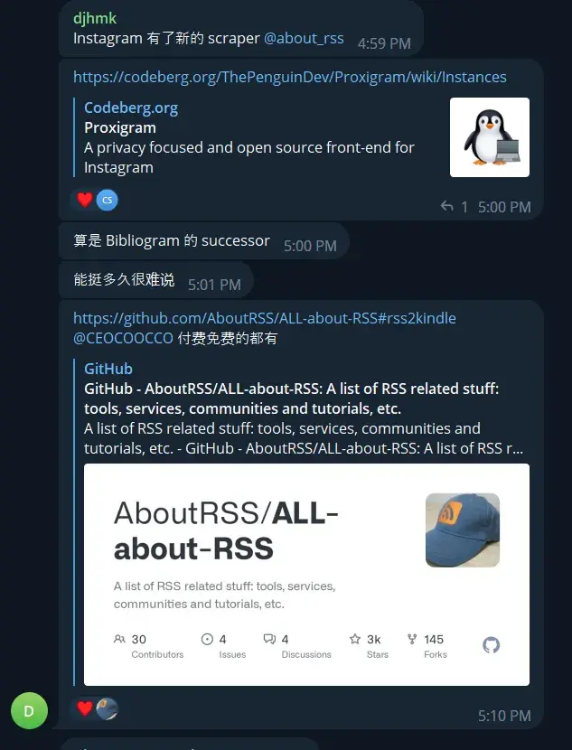 User sharing their new discovery—Proxigram