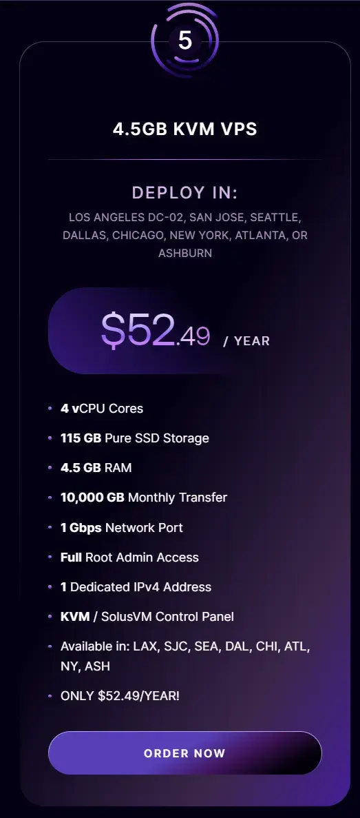 2023 RackNerd Black Friday machine specs I bought