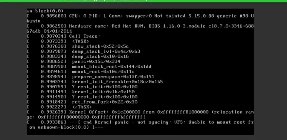 UFS: unable to mount root fs on unknown-block