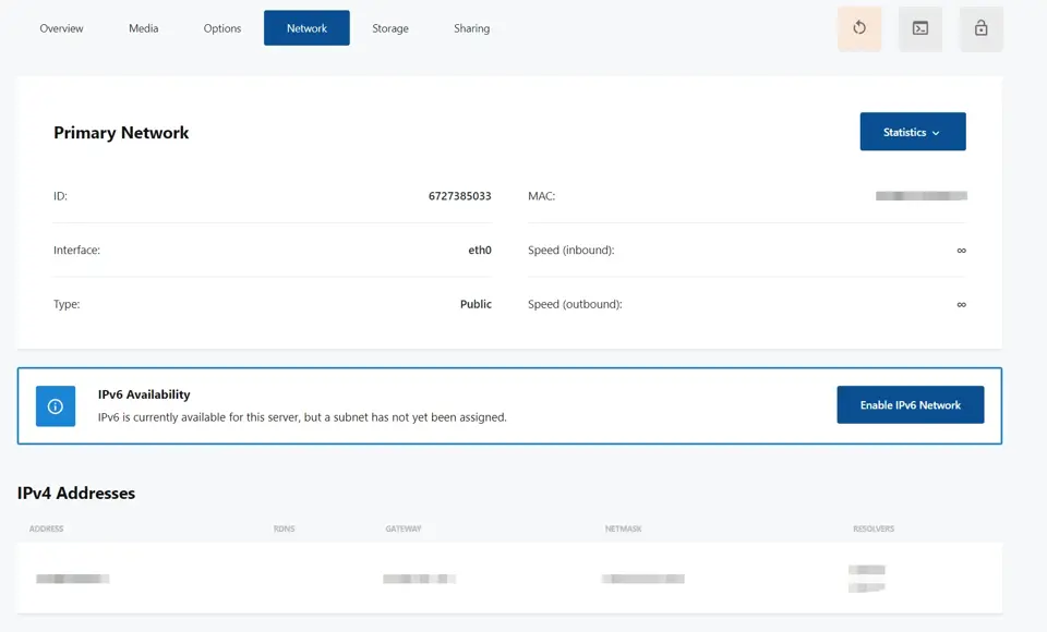 Manual network configuration info can be found on VPS’s VirtFusion panel network page