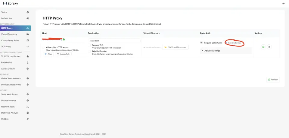 点击Basic Auth的Edit Credentials,在其中的Basic Auth Credential添加验证所需的用户名和密码。