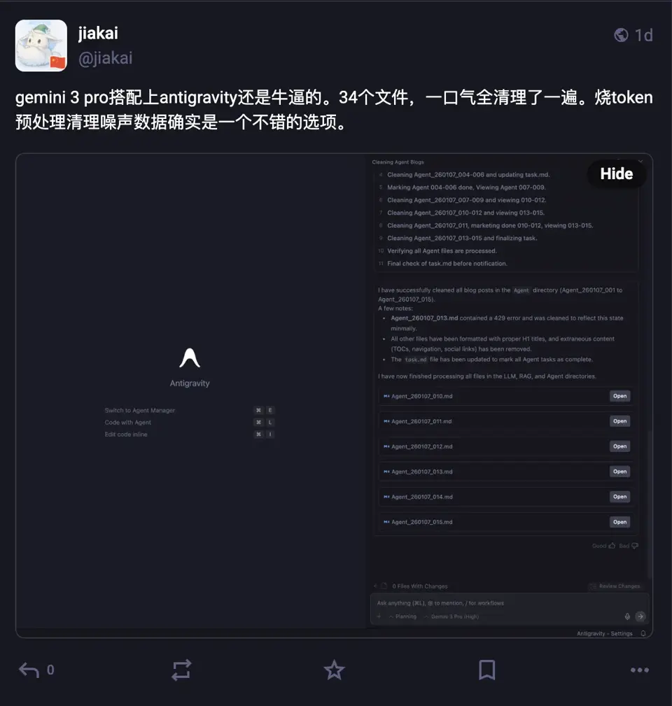 Antigravity中的Gemini 3 Pro模型进行语料数据冗余内容移除