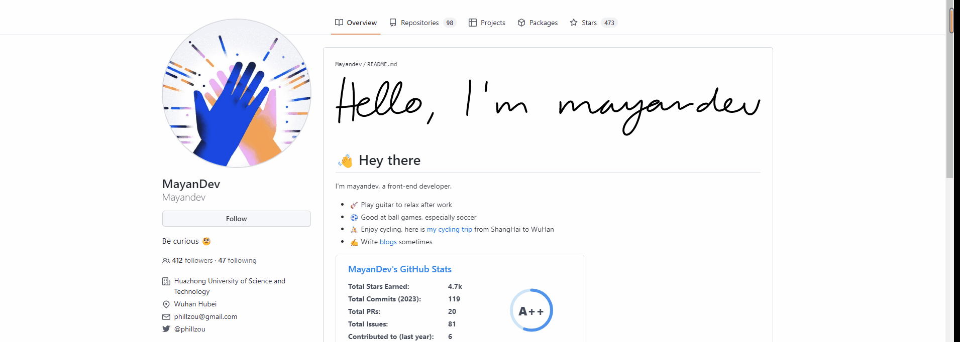 mayandev的github主页