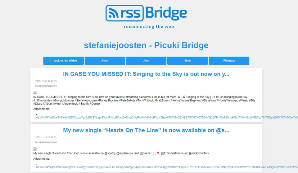 使用Picuki Bridge成功订阅Ins上名人的动态