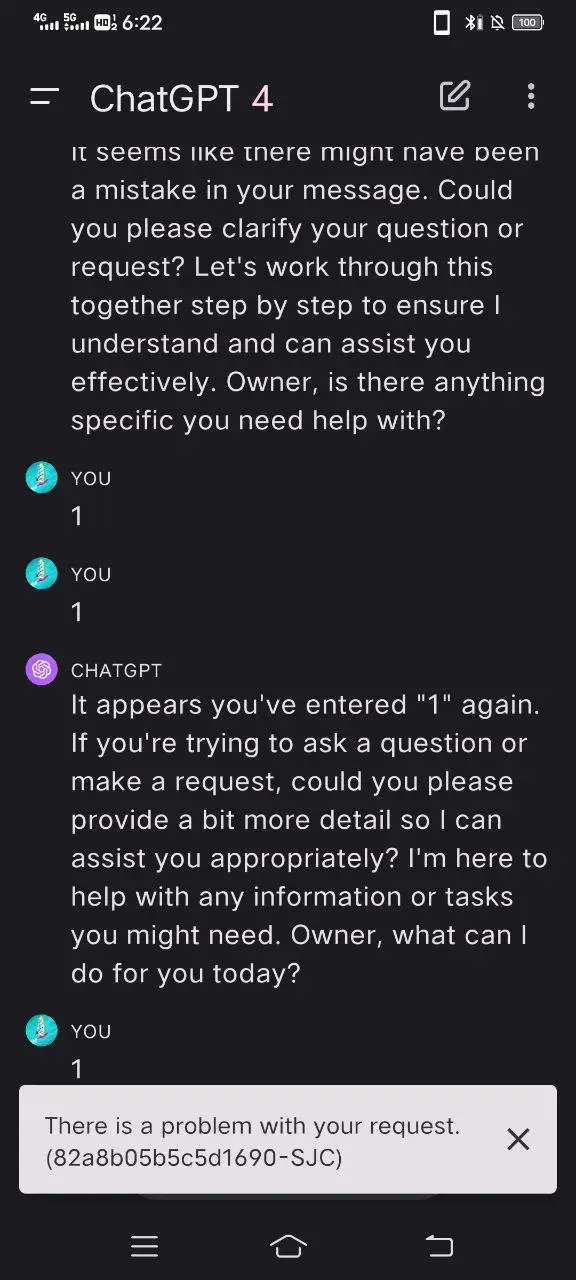 ChatGPT mobile showing the disallowed ISP error
